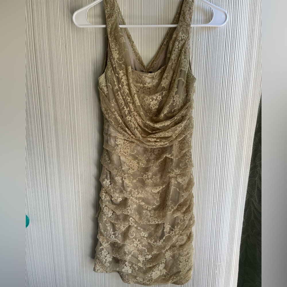 Express Cream Lace Overlay Dress